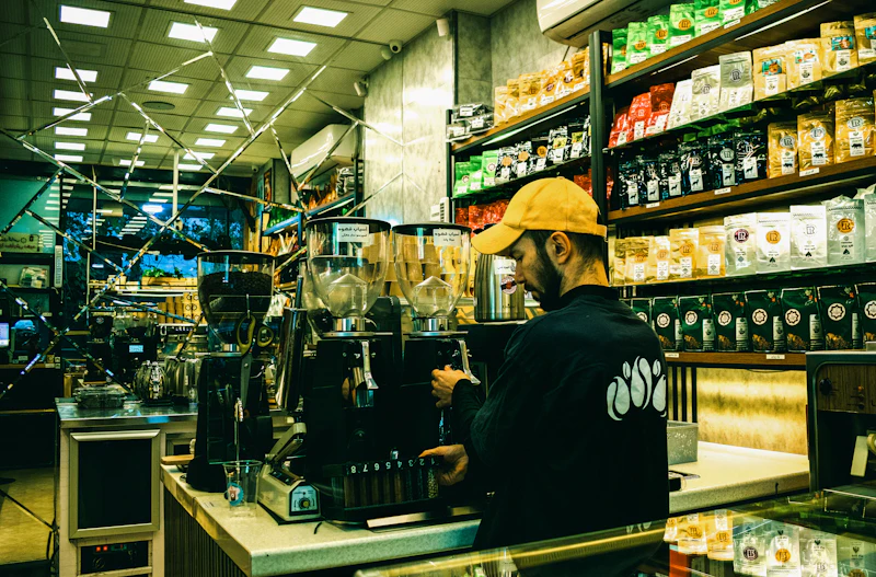 Barista making coffee — craft coffee atmosphere